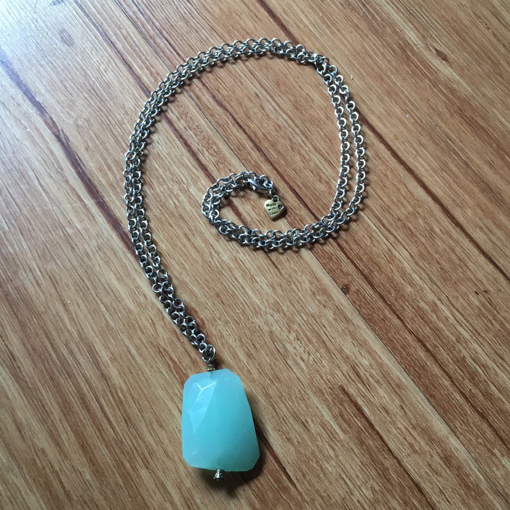 Clear blue Stone Chain Necklace